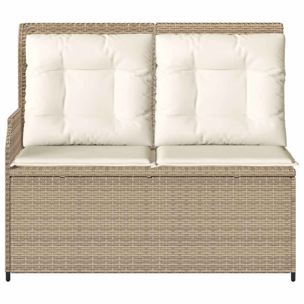 vidaXL Banc de jardin réglable avec coussins Beige Résine tressée