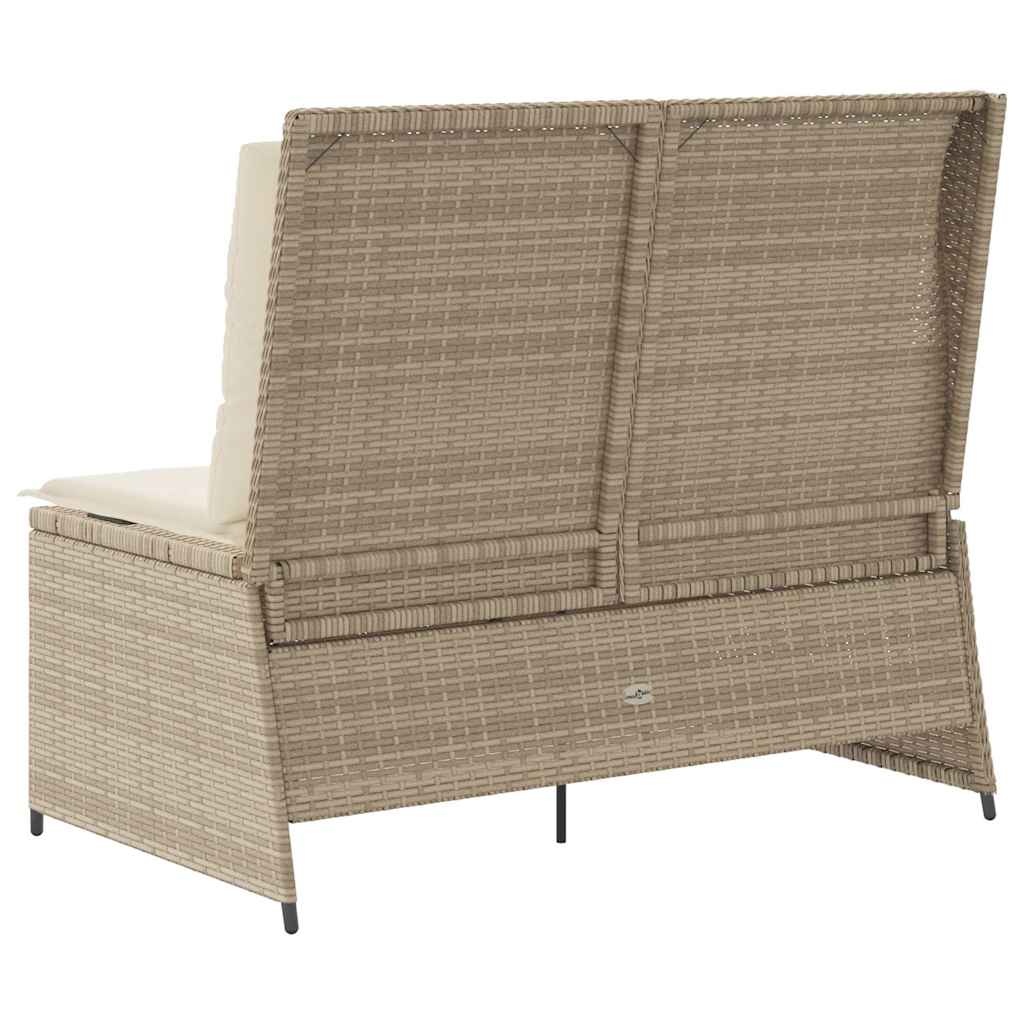 vidaXL Banc de jardin réglable avec coussins Beige Résine tressée