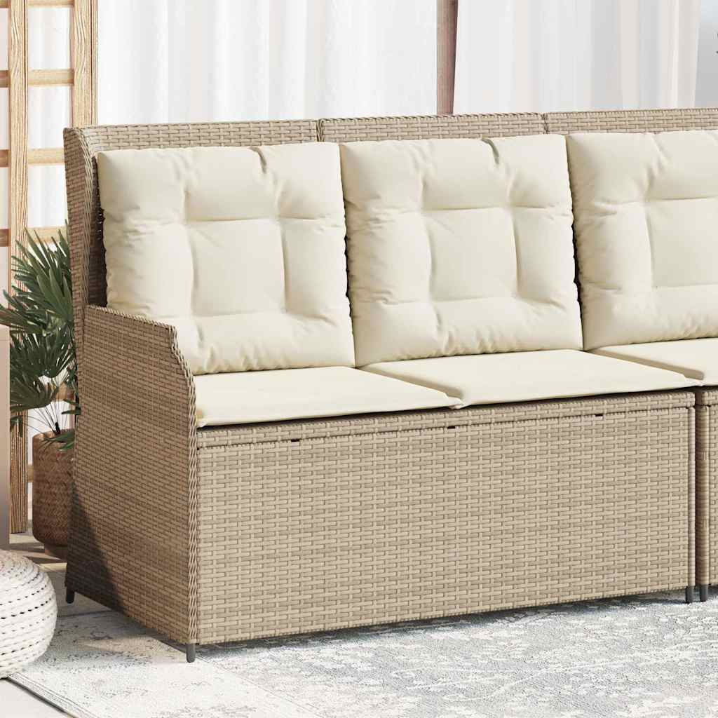 vidaXL Banc de jardin réglable avec coussins Beige Résine tressée