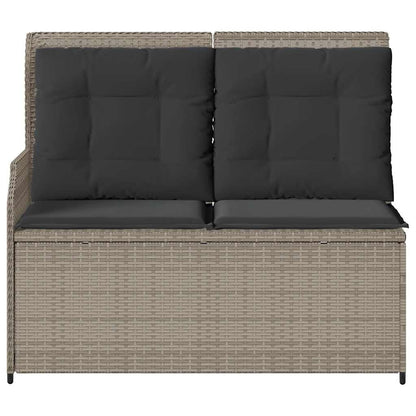 vidaXL Gartenbank Verstellbar mit Kissen Hellgrau Poly Rattan