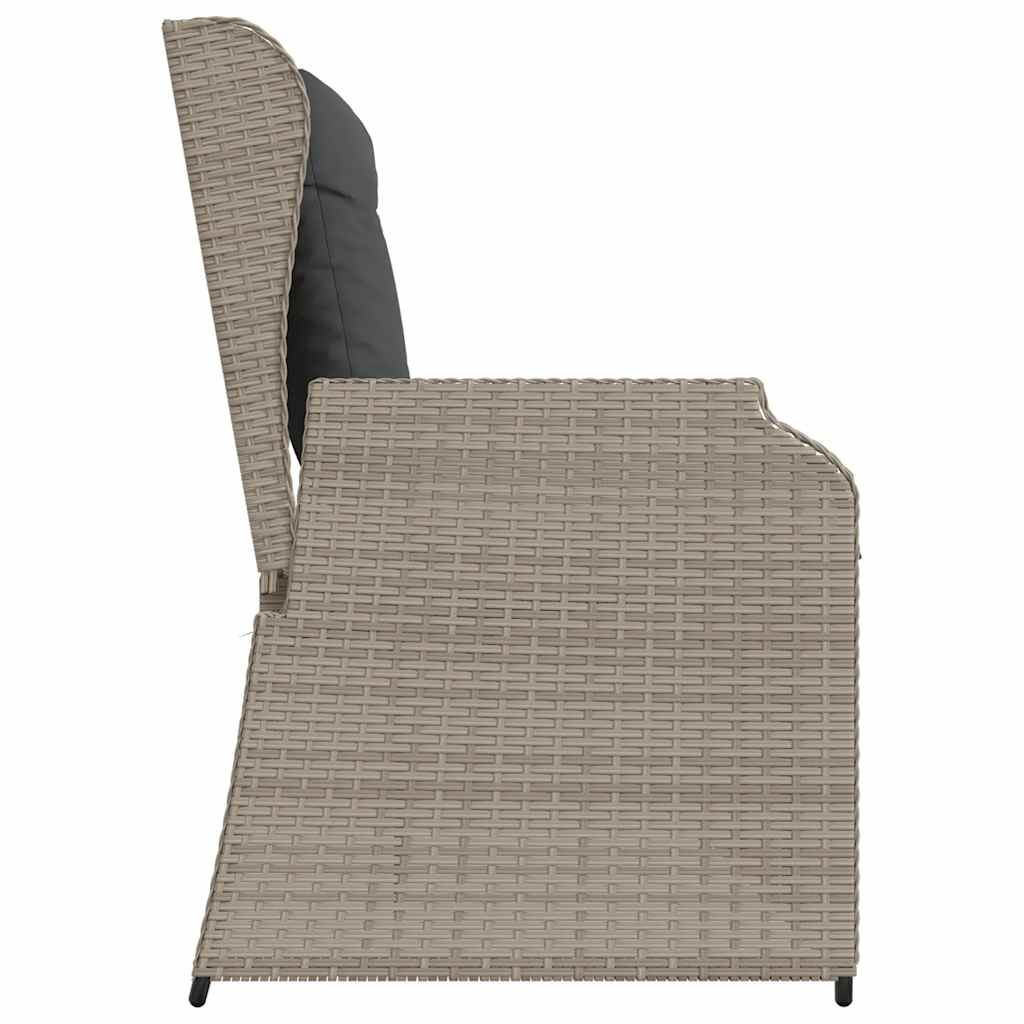 vidaXL Gartenbank Verstellbar mit Kissen Hellgrau Poly Rattan