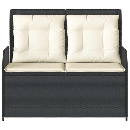 vidaXL Gartenbank Verstellbar mit Kissen Schwarz Poly Rattan