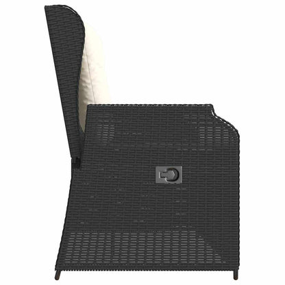 vidaXL Gartenbank Verstellbar mit Kissen Schwarz Poly Rattan
