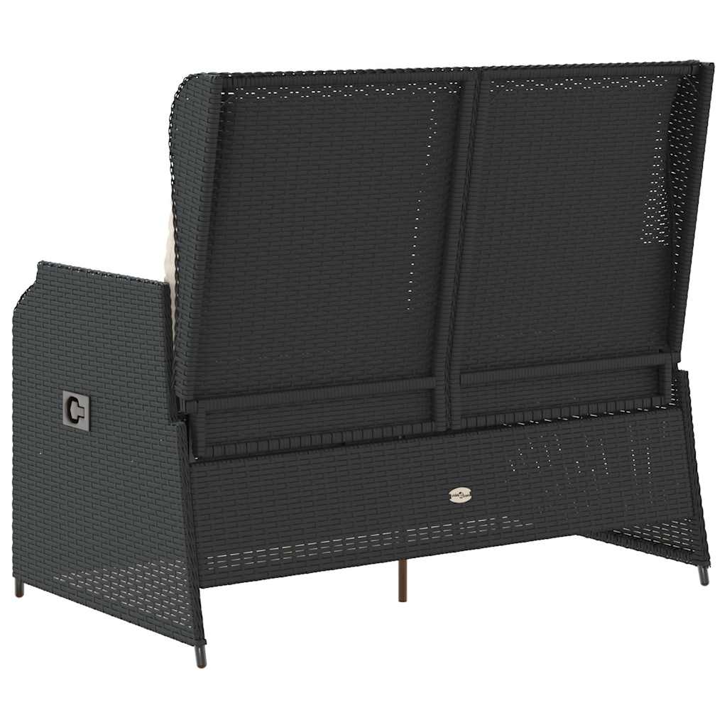 vidaXL Gartenbank Verstellbar mit Kissen Schwarz Poly Rattan
