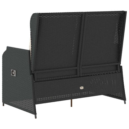 vidaXL Gartenbank Verstellbar mit Kissen Schwarz Poly Rattan