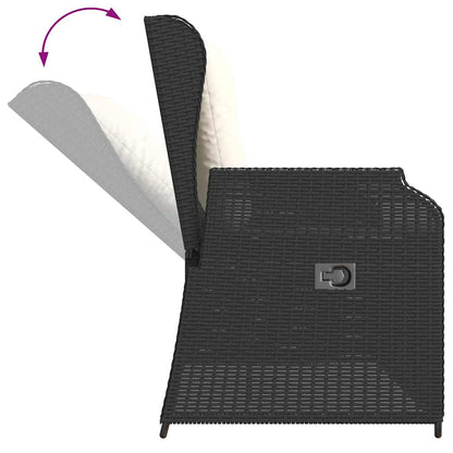 vidaXL Gartenbank Verstellbar mit Kissen Schwarz Poly Rattan