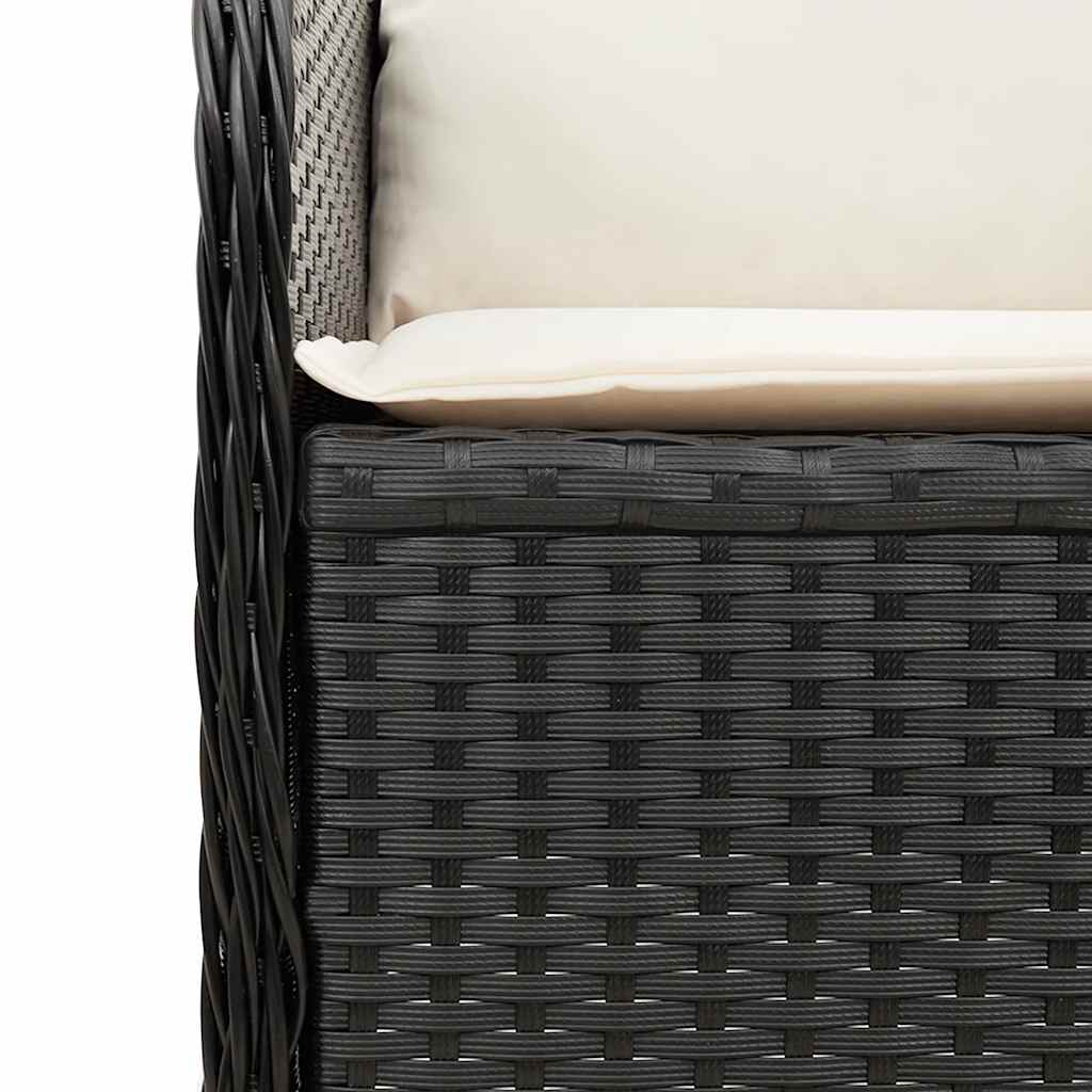 vidaXL Gartenbank Verstellbar mit Kissen Schwarz Poly Rattan
