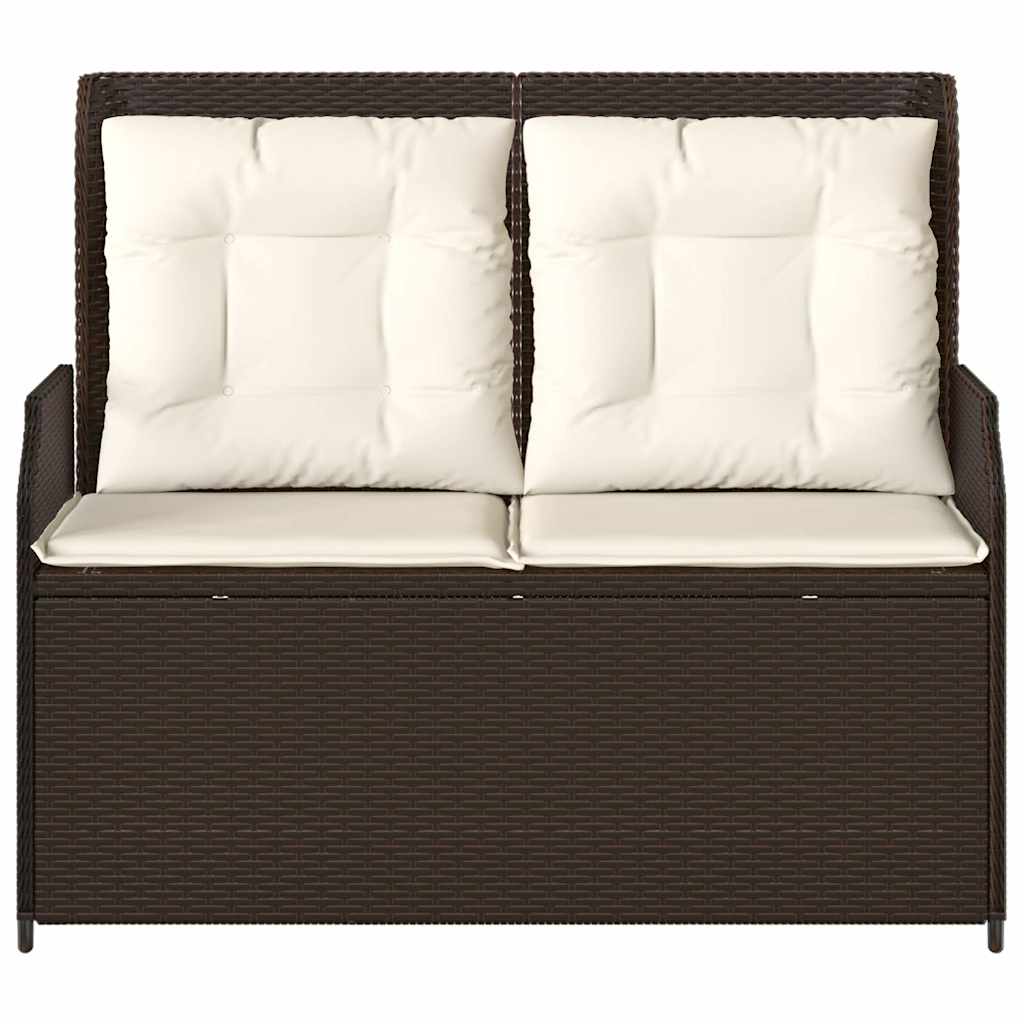 vidaXL Banc de jardin réglable avec coussins en résine tressée marron