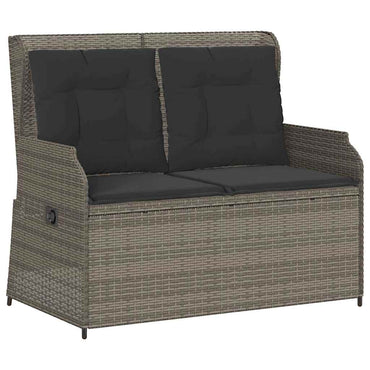 vidaXL Gartenbank Verstellbar mit Kissen Grau Poly Rattan