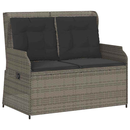 vidaXL Gartenbank Verstellbar mit Kissen Grau Poly Rattan