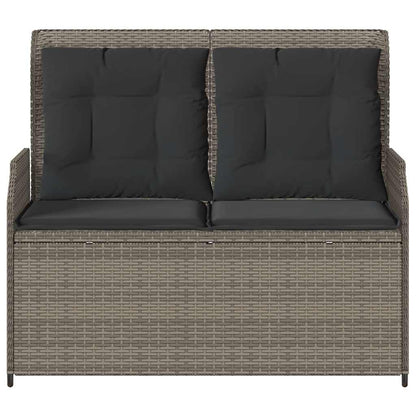 vidaXL Gartenbank Verstellbar mit Kissen Grau Poly Rattan