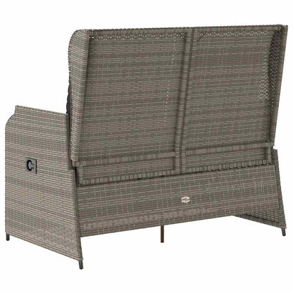 vidaXL Gartenbank Verstellbar mit Kissen Grau Poly Rattan