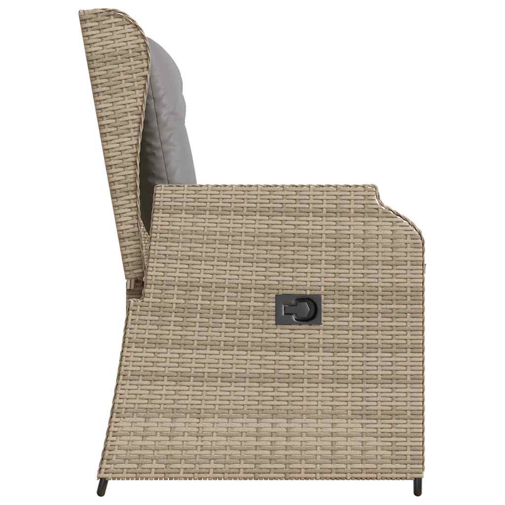 vidaXL Gartenbank Verstellbar mit Kissen Beige Poly Rattan