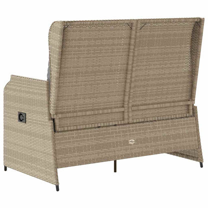 vidaXL Gartenbank Verstellbar mit Kissen Beige Poly Rattan