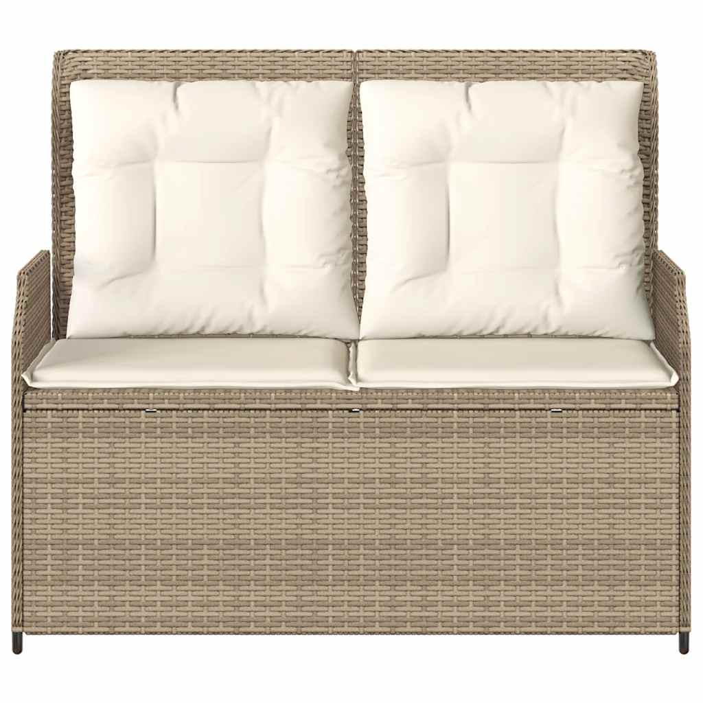 vidaXL Gartenbank Verstellbar mit Kissen Beige Poly Rattan