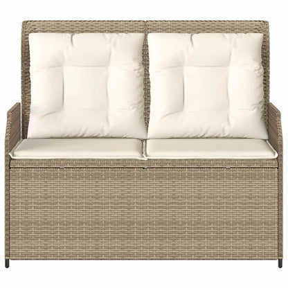 vidaXL Gartenbank Verstellbar mit Kissen Beige Poly Rattan