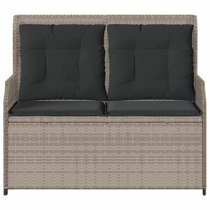 vidaXL Gartenbank Verstellbar mit Kissen Hellgrau Poly Rattan