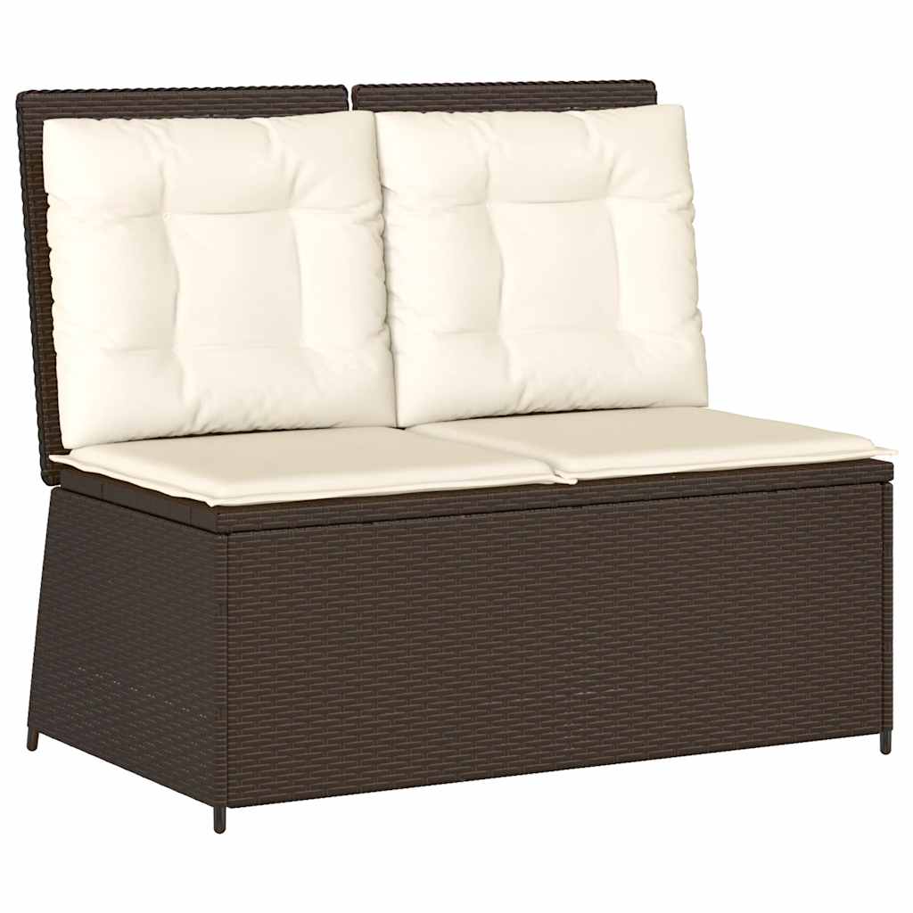 vidaXL Banc de jardin réglable avec coussins en polyrotin marron