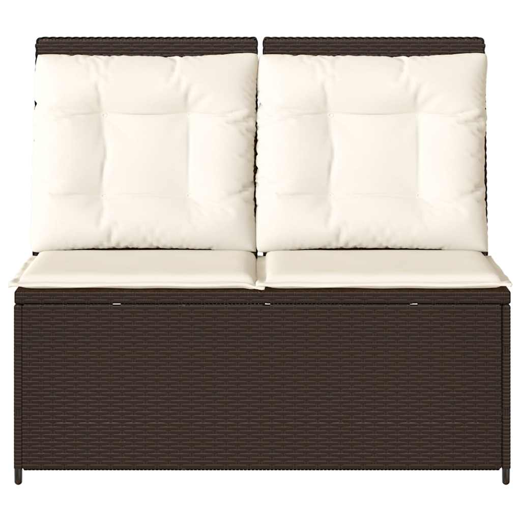 vidaXL Banc de jardin réglable avec coussins en polyrotin marron