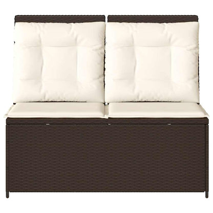vidaXL Banc de jardin réglable avec coussins en polyrotin marron