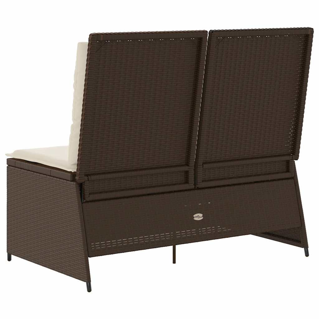 vidaXL Banc de jardin réglable avec coussins en polyrotin marron