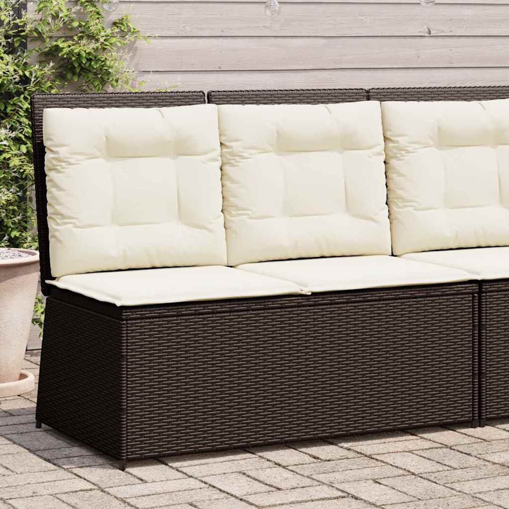 vidaXL Banc de jardin réglable avec coussins en polyrotin marron