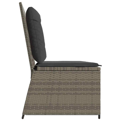 vidaXL Gartenbank Verstellbar mit Kissen Grau Poly Rattan