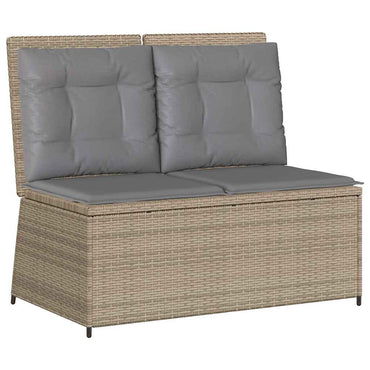 vidaXL Banc de jardin réglable avec coussins Beige Résine tressée