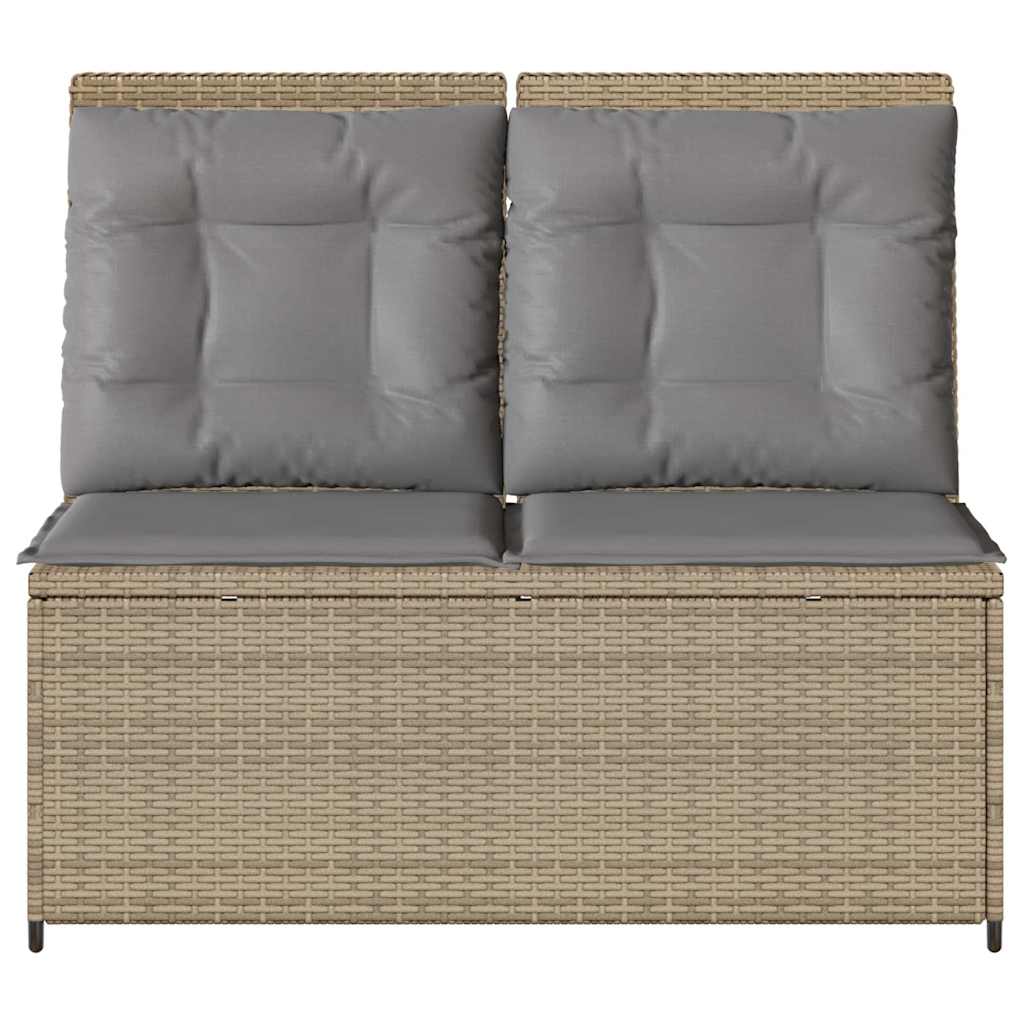 vidaXL Banc de jardin réglable avec coussins Beige Résine tressée