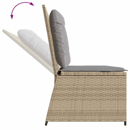 vidaXL Banc de jardin réglable avec coussins Beige Résine tressée