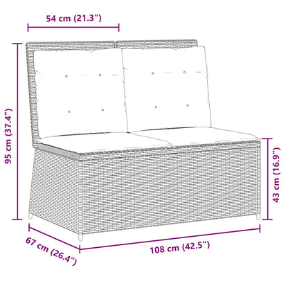 vidaXL Banc de jardin réglable avec coussins Beige Résine tressée