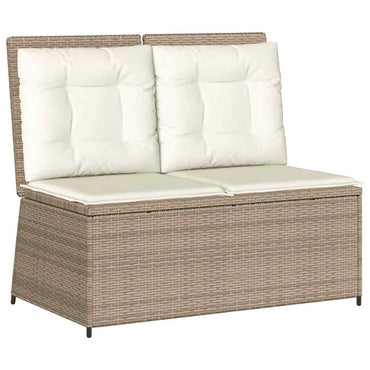 vidaXL Banc de jardin réglable avec coussins Beige Résine tressée