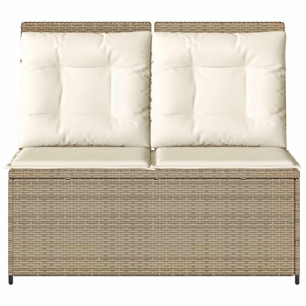 vidaXL Banc de jardin réglable avec coussins Beige Résine tressée