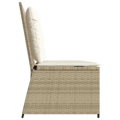 vidaXL Banc de jardin réglable avec coussins Beige Résine tressée