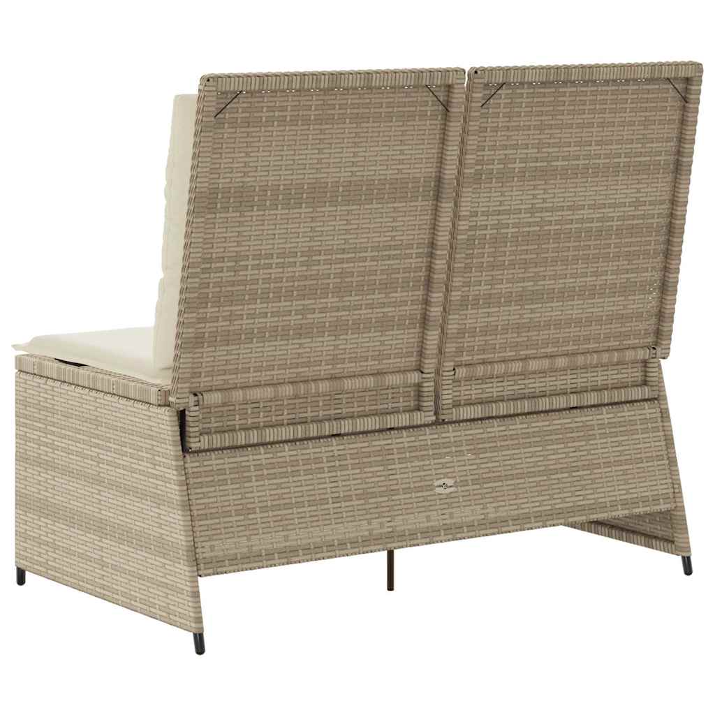 vidaXL Banc de jardin réglable avec coussins Beige Résine tressée
