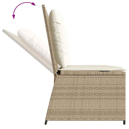 vidaXL Banc de jardin réglable avec coussins Beige Résine tressée