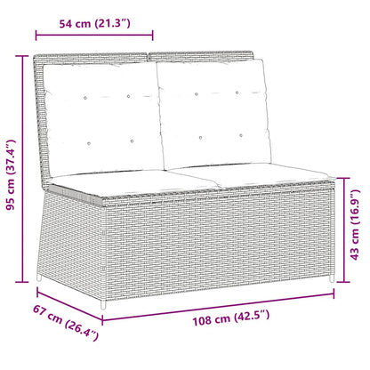 vidaXL Banc de jardin réglable avec coussins Beige Résine tressée