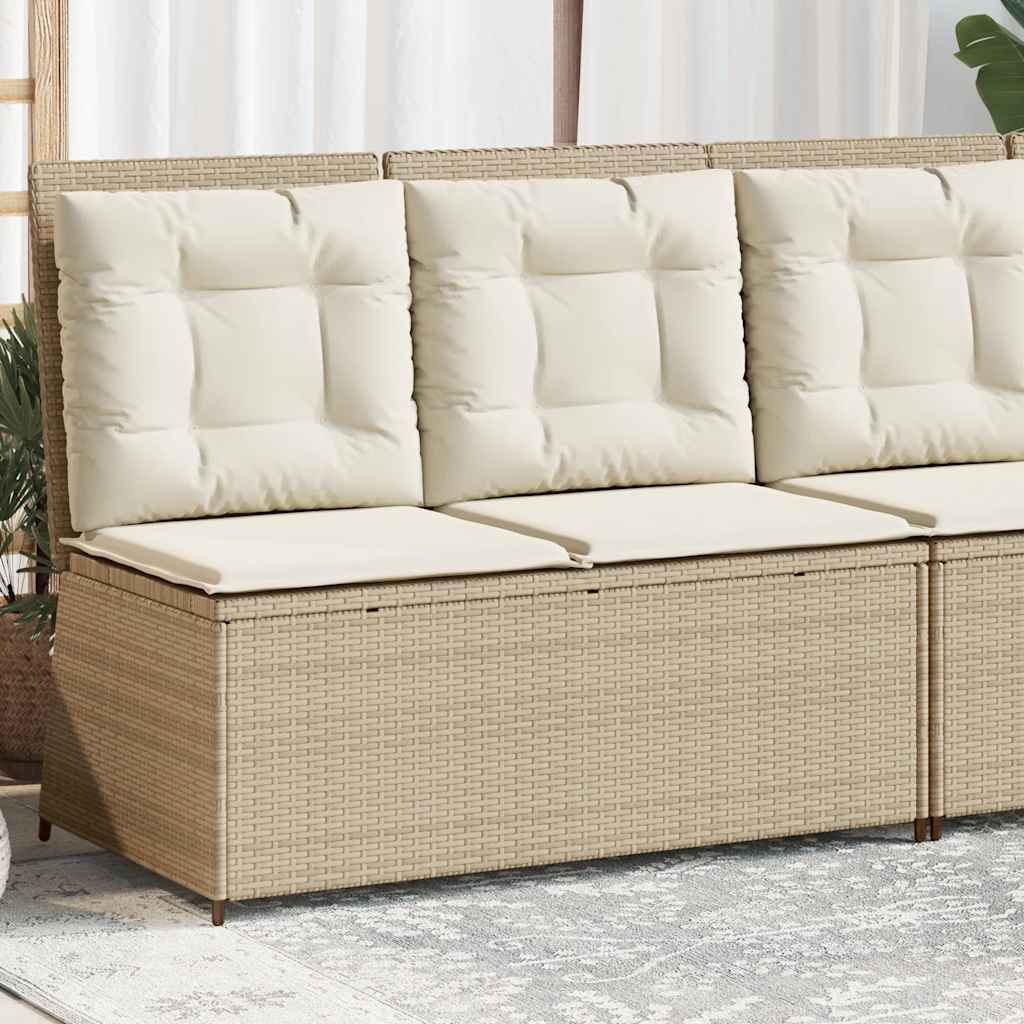 vidaXL Banc de jardin réglable avec coussins Beige Résine tressée