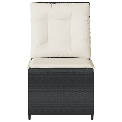 vidaXL Gartensessel mit Liegefunktion und Kissen Schwarz Poly Rattan