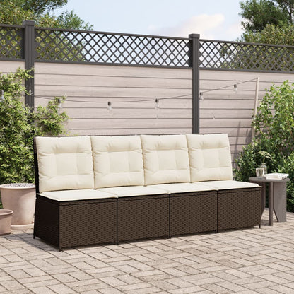 vidaXL Gartensessel mit Liegefunktion und Kissen Braun Poly Rattan