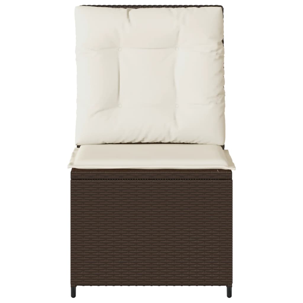 vidaXL Gartensessel mit Liegefunktion und Kissen Braun Poly Rattan
