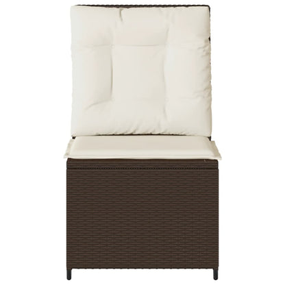 vidaXL Gartensessel mit Liegefunktion und Kissen Braun Poly Rattan
