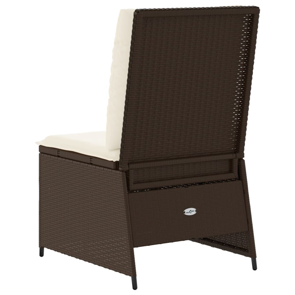vidaXL Gartensessel mit Liegefunktion und Kissen Braun Poly Rattan