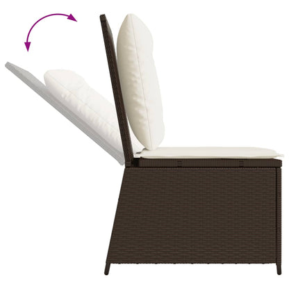 vidaXL Gartensessel mit Liegefunktion und Kissen Braun Poly Rattan