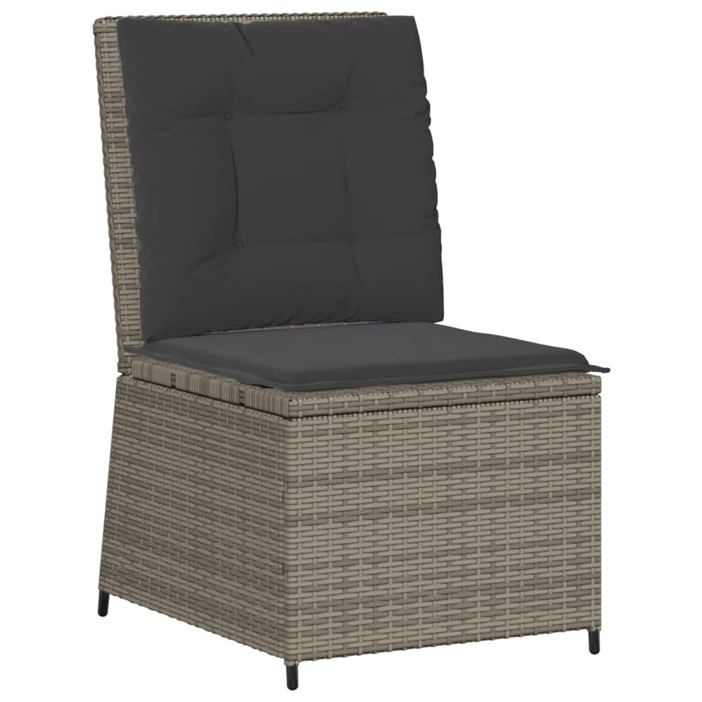 vidaXL Fauteuil de jardin inclinable avec coussin Résine tressée Gris