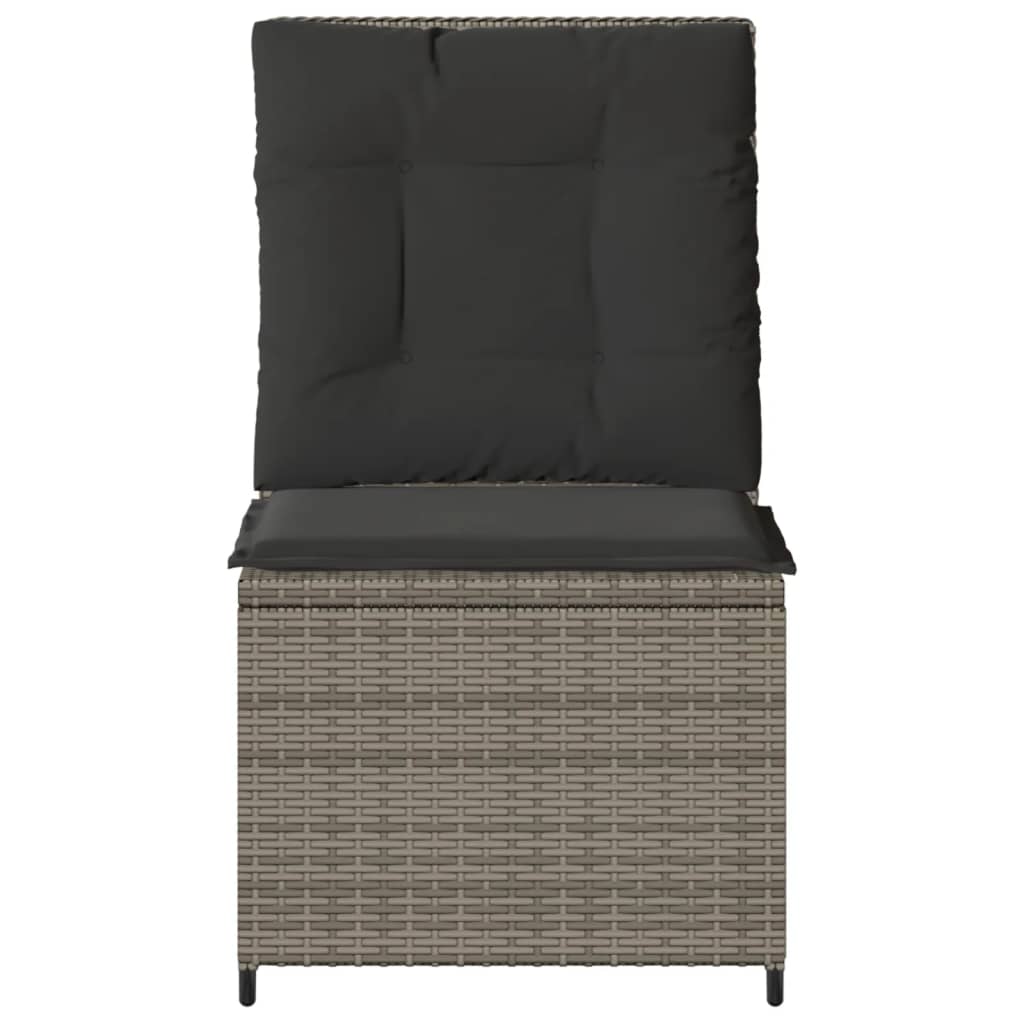 vidaXL Fauteuil de jardin inclinable avec coussin Résine tressée Gris