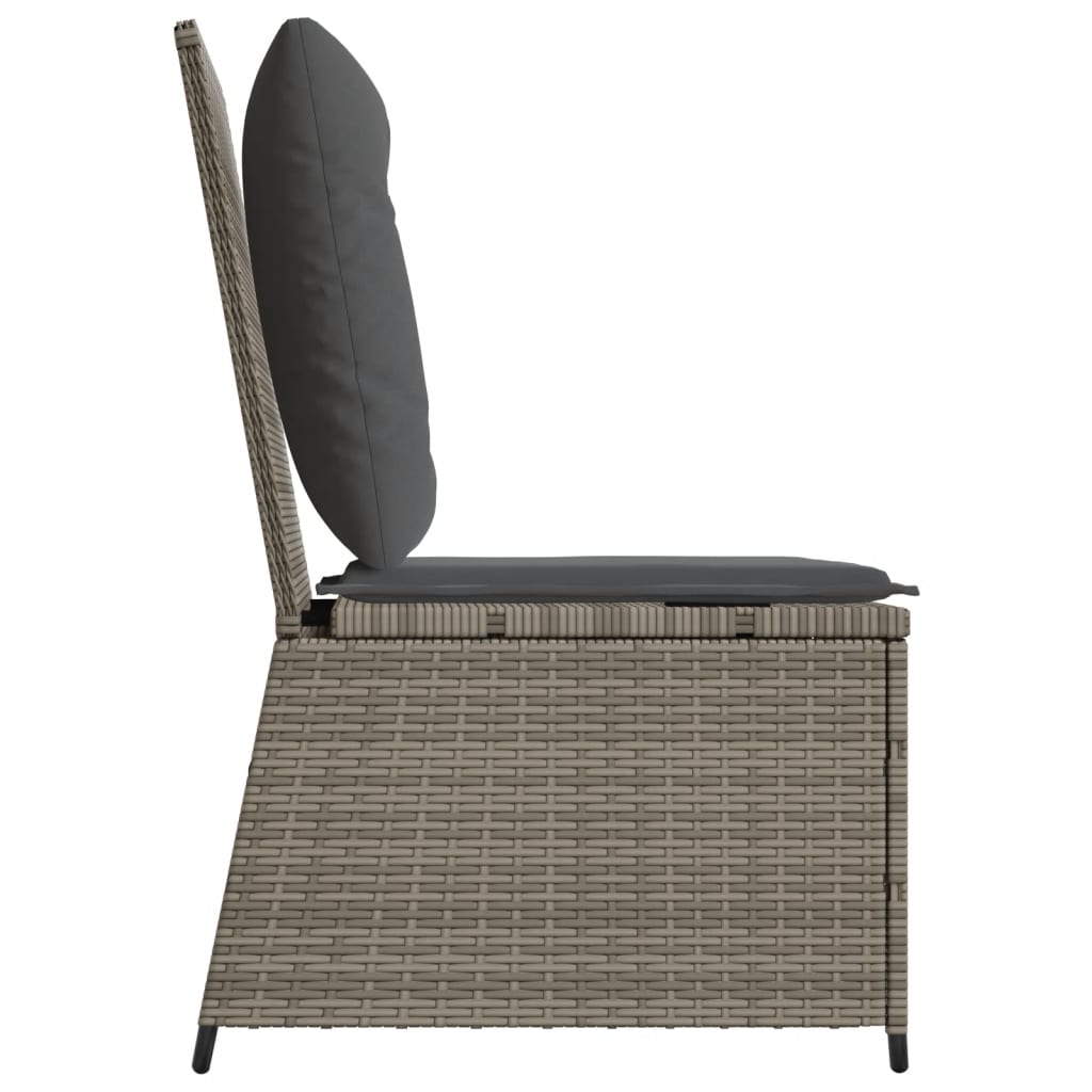 vidaXL Fauteuil de jardin inclinable avec coussin Résine tressée Gris