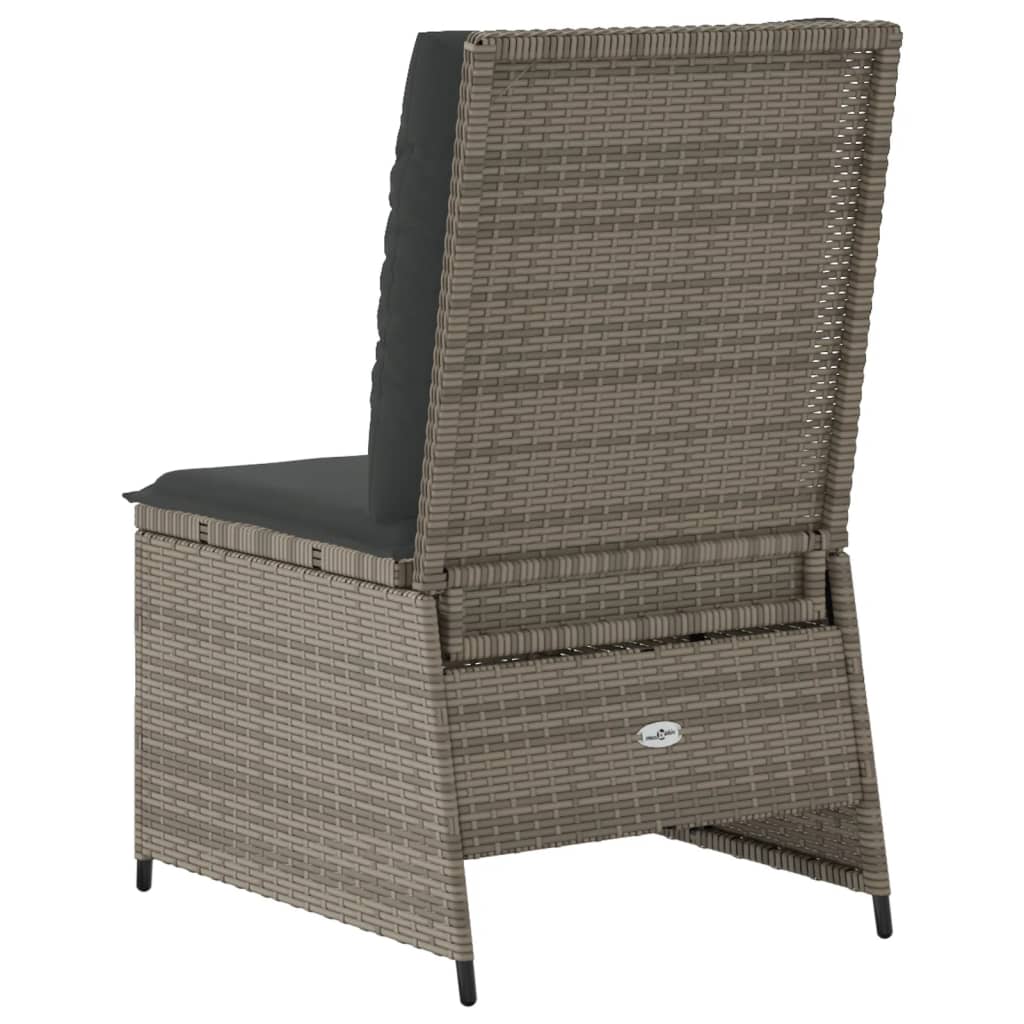 vidaXL Fauteuil de jardin inclinable avec coussin Résine tressée Gris