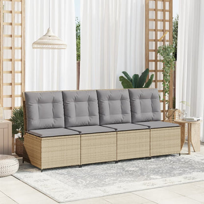 vidaXL Gartensessel mit Liegefunktion und Kissen Beige Poly Rattan