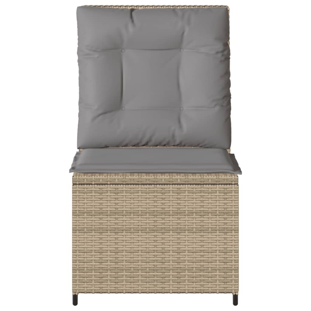 vidaXL Gartensessel mit Liegefunktion und Kissen Beige Poly Rattan